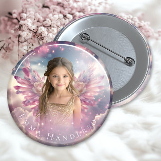 Celestial Angel Memorial Button 2-Inch Tribute Knapp
