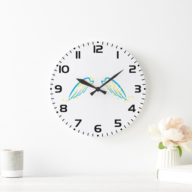 Celestial Angel Vingar med mousserande stjärnor Stor Klocka (Skapare uppladdad)