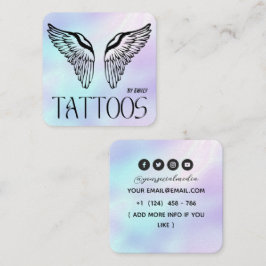 Celestial Angle Tattoo Salon Holografisk Fyrkantigt Visitkort