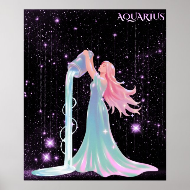 Celestial Aquarius – Astrology Art Poster (Framsidan)