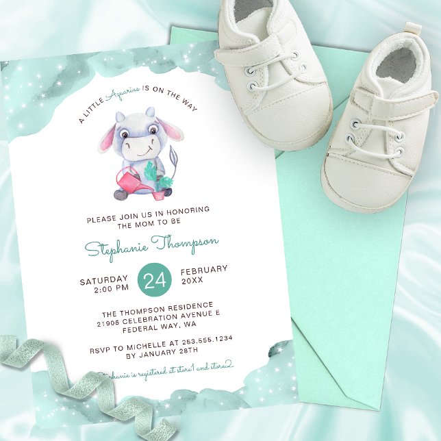 Celestial Aquarius Astrology, babydusch Inbjudningar (Celestial Aquarius Astrology Sign Baby Shower Invitation)