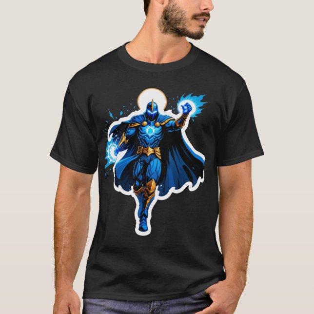 Celestial Arc Knight – Blå Energisk Uppstigning T Shirt (Framsida)