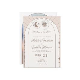 Celestial Arch Måne & Sol Monogram Vapensköld QR K Inbjudningar