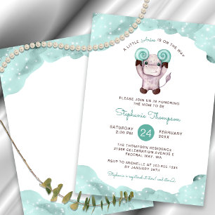Celestial Aries Astrology Sign Mint Baby Shower Inbjudningar