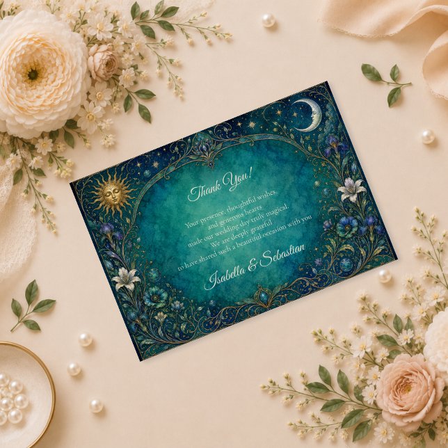 Celestial Art Nouveau Bröllop Tack Kort (Skapare uppladdad)