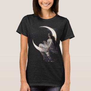 Celestial Art Nouveau Kvinna på halvmåne T Shirt