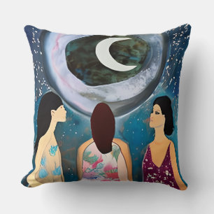 Celestial Artwork Kvinnor som Tittar i Måne Kudde