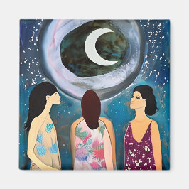 Celestial Artwork | Kvinnor som Tittar i Måne Magnet