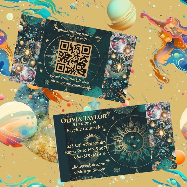Celestial Astrologer Psychic Counselor Andlig Visitkort (Celestial Astrologer Psychic Counselor Spiritual Business Card)