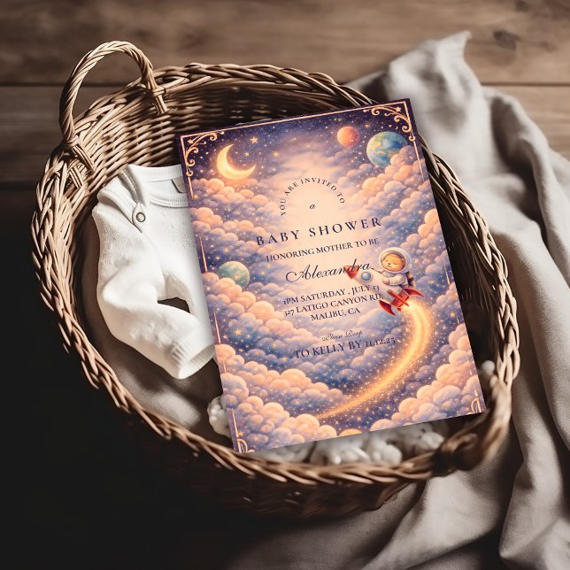 Celestial Astronaut Clouds Baby Shower Inbjudningar (Skapare uppladdad)