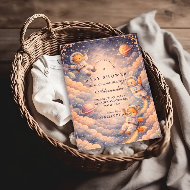 Celestial Astronaut Neutral Space Baby Shower Inbjudningar (Skapare uppladdad)