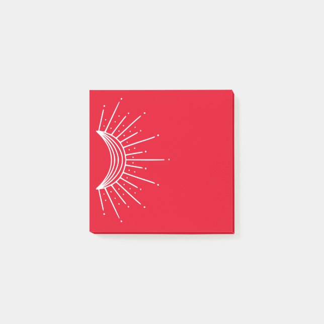 Celestial, astronomisk. Crescent Sol Ray Post-it Block (Framsida)