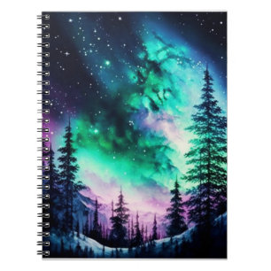 Celestial Aurora Borealis Northern Ljus Vivid Anteckningsbok