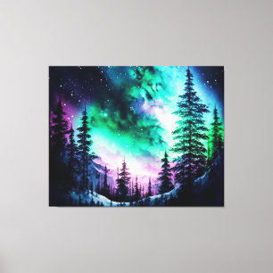 Celestial Aurora Borealis Northern Ljus Vivid Canvastryck