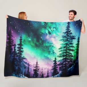 Celestial Aurora Borealis Northern Ljus Vivid Fleecefilt