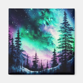 Celestial Aurora Borealis Northern Ljus Vivid Magnet