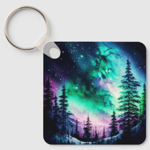 Celestial Aurora Borealis Northern Ljus Vivid Nyckelring