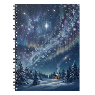 Celestial Aurora & Stars Winter Notebook Anteckningsbok