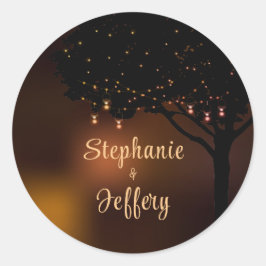 Celestial Autumn Natt String Light Bröllop Runt Klistermärke