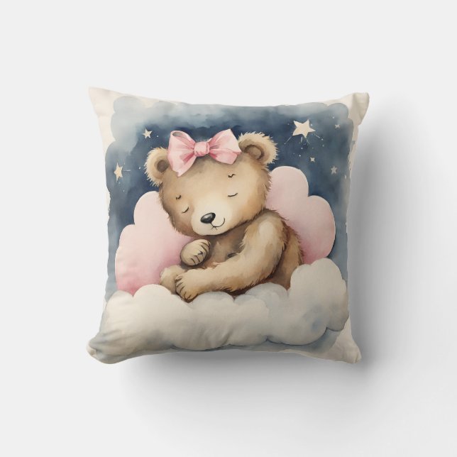 Celestial Baby Bear Girls Nursery Kudde (Framsida)