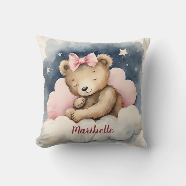 Celestial Baby Bear Girls Personlig Nursery Kudde (Framsida)