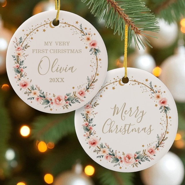 Celestial Baby Första julen Personlig Julgransprydnad Keramik (Skapare uppladdad)