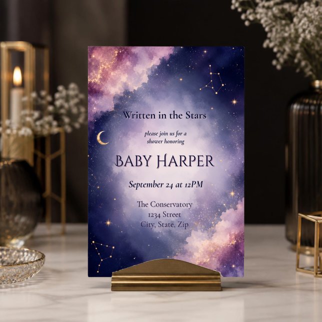 Celestial Baby Shower Inbjudan | Watercolor Star (Skapare uppladdad)