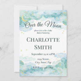 Celestial Baby Shower Invitation | Watercolor Moon Inbjudningar