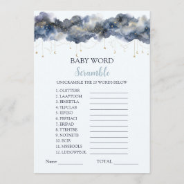 Celestial Baby Shower Ordklippningsspelskort Rådkort