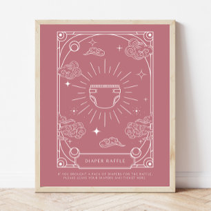Celestial Baby Shower Ro Diaper Raffle Sign Poster