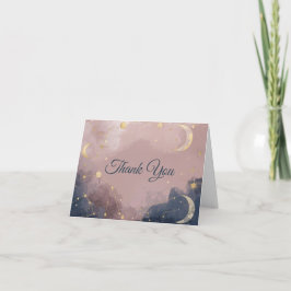 Celestial Baby Shower Thank You Card | Gold Moon Tack Kort
