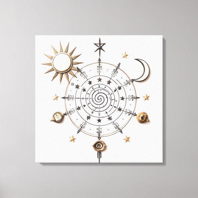 Celestial Balance Mandala Stretched Canvas Print (Framsida)
