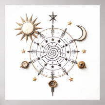 Celestial Balans Mandala Tryck
