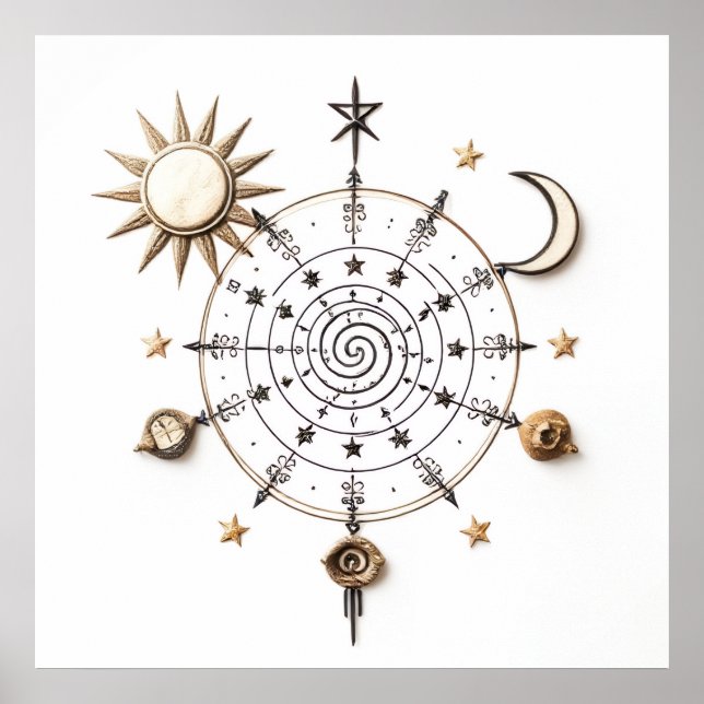 Celestial Balans Mandala Tryck (Framsidan)