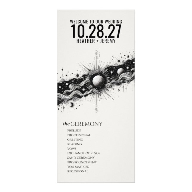 Celestial Band Bröllopsprogram Reklamkort (Framsidan)