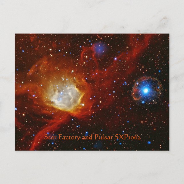 Celestial Bauble - Nebula N90 och Pulsar SXP1062 Vykort (Framsida)