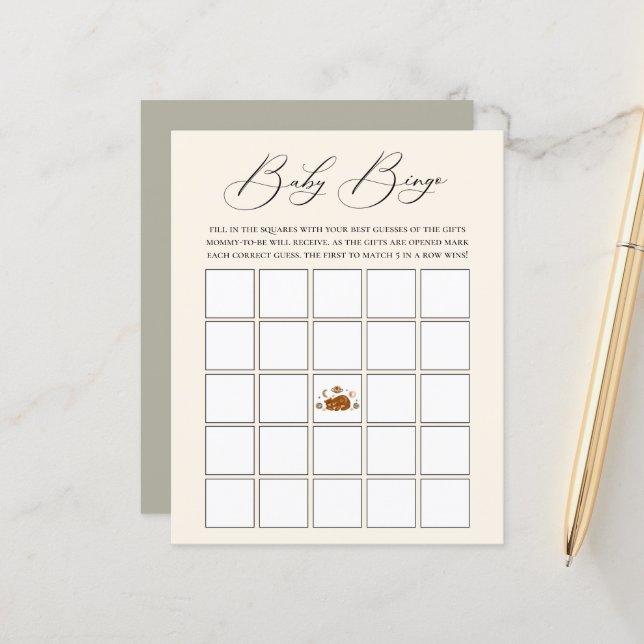 Celestial Bear Theme Baby Bingo Game (Fram/Back In Situ)