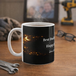 Celestial Best Dad Mug Black Gold Keepsake Gift Kaffemugg