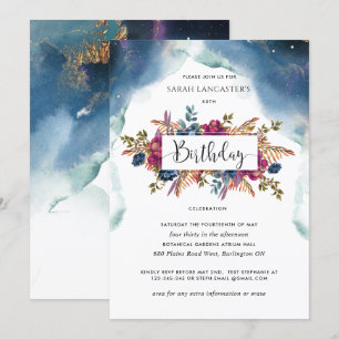 Celestial Birthday, Jewel Tone Blommigt Inbjudningar