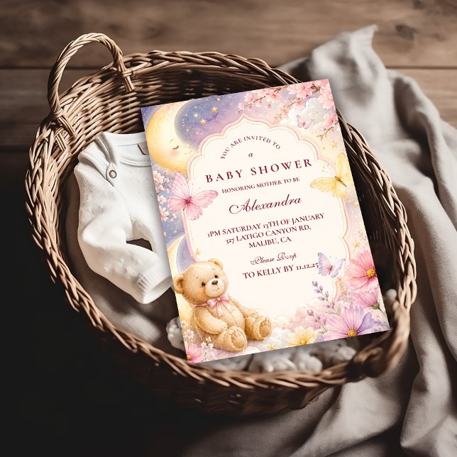 Celestial Björn Måne Stjärnor Baby Shower Inbjudningar (Skapare uppladdad)