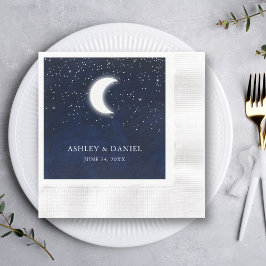 Celestial Blå himmel Måne Stars Bröllop Cocktail Pappersservett