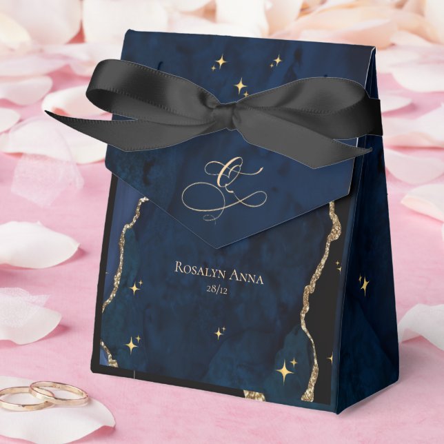 Celestial Blå Quinceanera Midnattsstjärnor Måne Presentaskar (Bröllop)