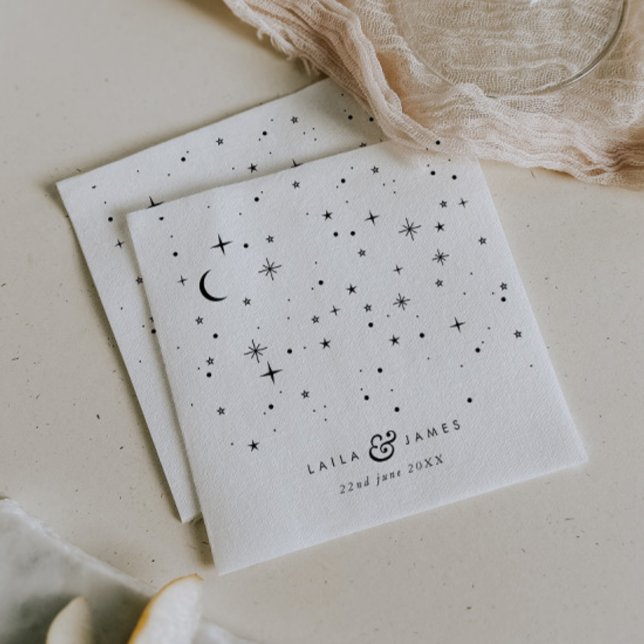 Celestial Black and White Bröllop Pappersservett (Zazzle Celestial Black and White Wedding Napkins)