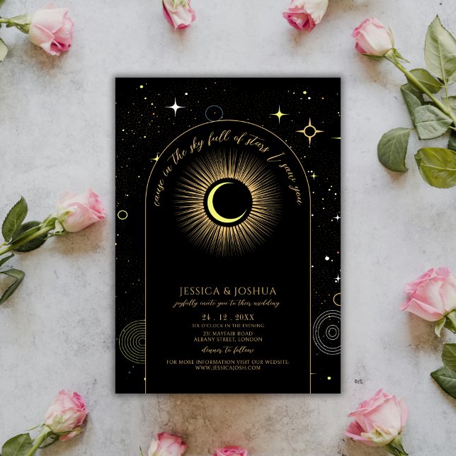 Celestial Black Arch Astrological Quote Inbjudningar (Skapare uppladdad)