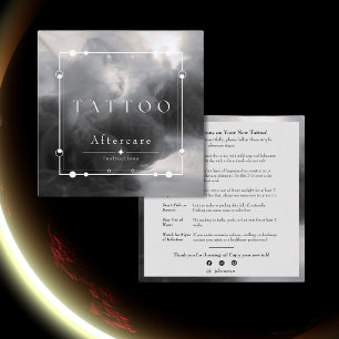 Celestial Black Bläck Tatto Aftercare Instruktione Fyrkantigt Visitkort