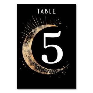 Celestial Black Bröllop Bordsnummer Card