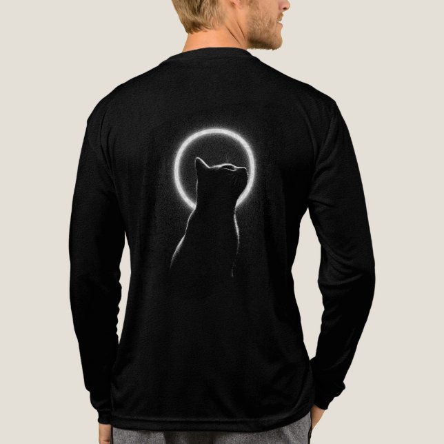 Celestial Black Cat Silhouette Long Sleeve T Shirt (Baksida)