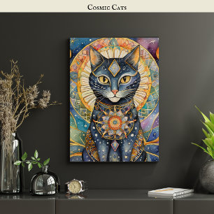 Celestial Black Cat Srt Cosmic Cat Magic Spirit Poster