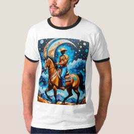 Celestial Black Cowboy Western Art Tshirt T Shirt