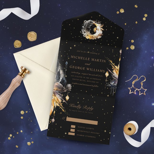 Celestial Black Guld Bröllop alla på en inbjudan (Skapare uppladdad)